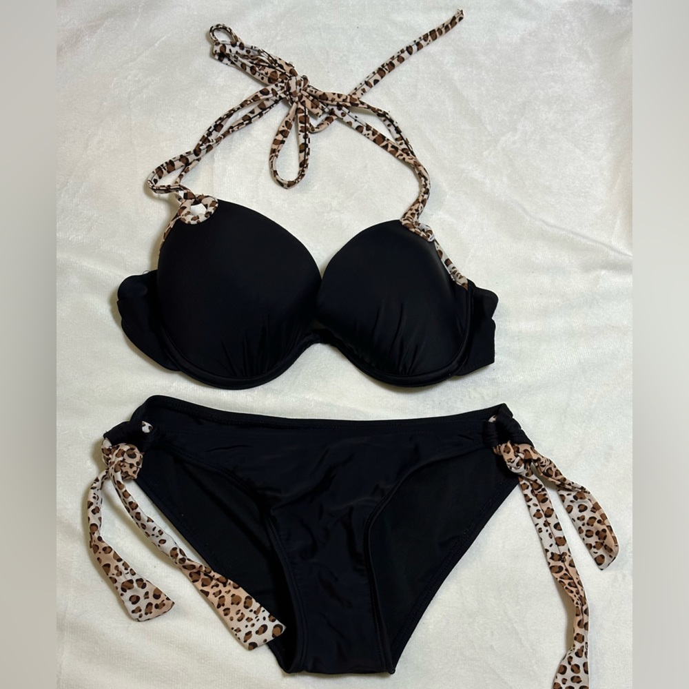 Black Cheetah print Bikini set size Medium